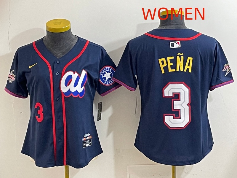Women 2025 Houston Astros #3 Pena dark Blue All star Nike MLB Jersey style 015->women mlb jersey->Women Jersey